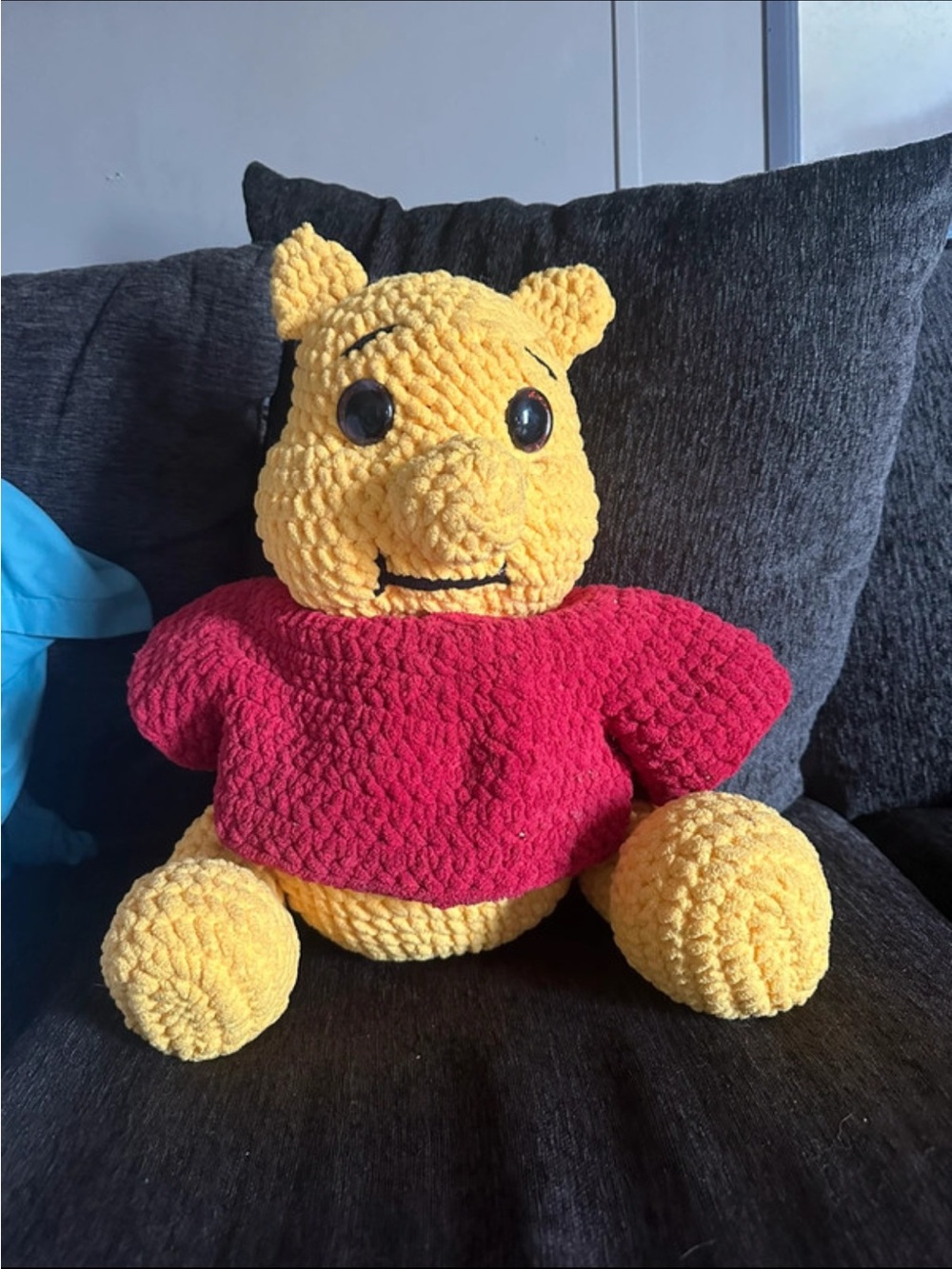 Plush Yellow Bear with Red Sweater - Soft Kids Toy